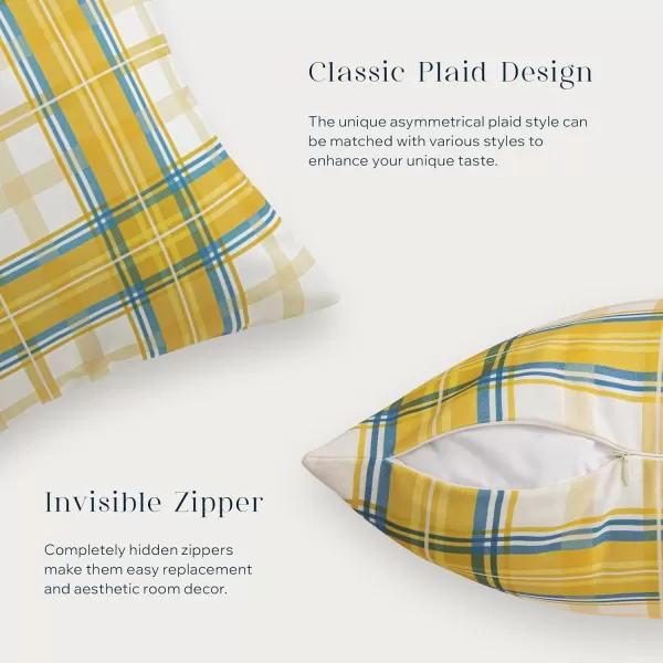 Phantoscope Buffalo Plaid Throw Pillow Covers Farmhouse Check Pillows Fall Decorative Pillow Cover Indoor Outdoor Throw Pillows Twill Square Pillow Cases for Home Decor Beige12 x 20InchesYellow