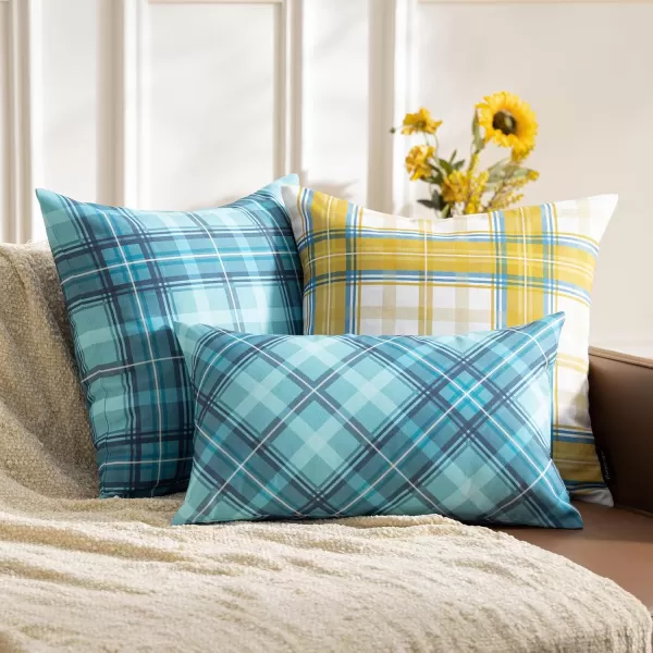 Phantoscope Buffalo Plaid Throw Pillow Covers Farmhouse Check Pillows Fall Decorative Pillow Cover Indoor Outdoor Throw Pillows Twill Square Pillow Cases for Home Decor Beige12 x 20InchesDark Blue