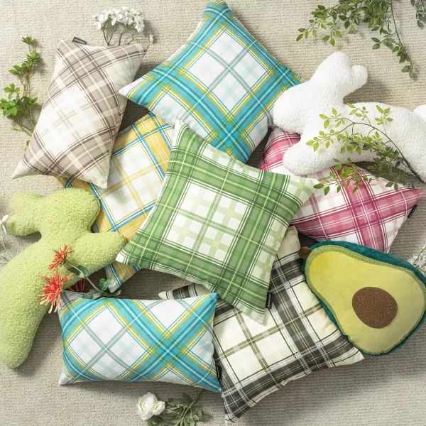 Phantoscope Buffalo Plaid Throw Pillow Covers Farmhouse Check Pillows Fall Decorative Pillow Cover Indoor Outdoor Throw Pillows Twill Square Pillow Cases for Home Decor Beige12 x 20InchesSage Green