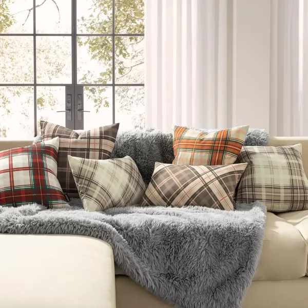 Phantoscope Buffalo Plaid Throw Pillow Covers Farmhouse Check Pillows Fall Decorative Pillow Cover Indoor Outdoor Throw Pillows Twill Square Pillow Cases for Home Decor Beige12 x 20InchesRed