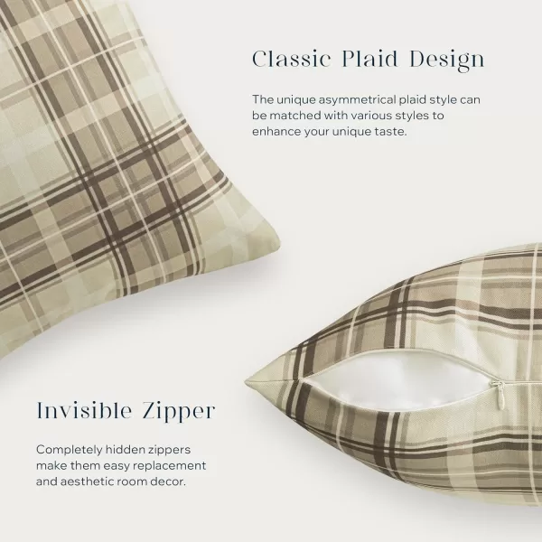 Phantoscope Buffalo Plaid Throw Pillow Covers Farmhouse Check Pillows Fall Decorative Pillow Cover Indoor Outdoor Throw Pillows Twill Square Pillow Cases for Home Decor Beige12 x 20InchesBeige