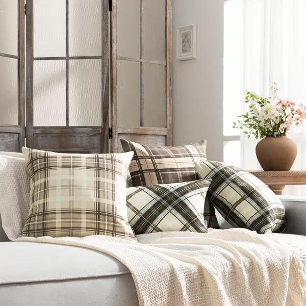 Phantoscope Buffalo Plaid Throw Pillow Covers Farmhouse Check Pillows Fall Decorative Pillow Cover Indoor Outdoor Throw Pillows Twill Square Pillow Cases for Home Decor Beige12 x 20InchesDark Coffee