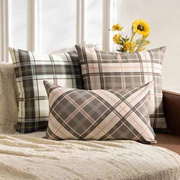 Phantoscope Buffalo Plaid Throw Pillow Covers Farmhouse Check Pillows Fall Decorative Pillow Cover Indoor Outdoor Throw Pillows Twill Square Pillow Cases for Home Decor Beige12 x 20InchesDark Coffee