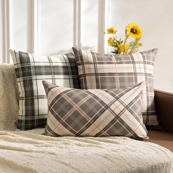 Phantoscope Buffalo Plaid Throw Pillow Covers Farmhouse Check Pillows Fall Decorative Pillow Cover Indoor Outdoor Throw Pillows Twill Square Pillow Cases for Home Decor Beige12 x 20InchesBlack