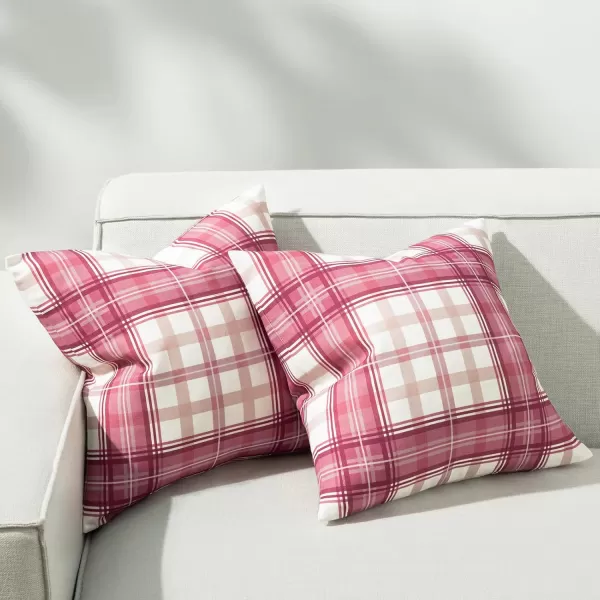 Phantoscope Buffalo Plaid Throw Pillow Covers Farmhouse Check Pillows Fall Decorative Pillow Cover Indoor Outdoor Throw Pillows Twill Square Pillow Cases for Home Decor Beige12 x 20InchesPink