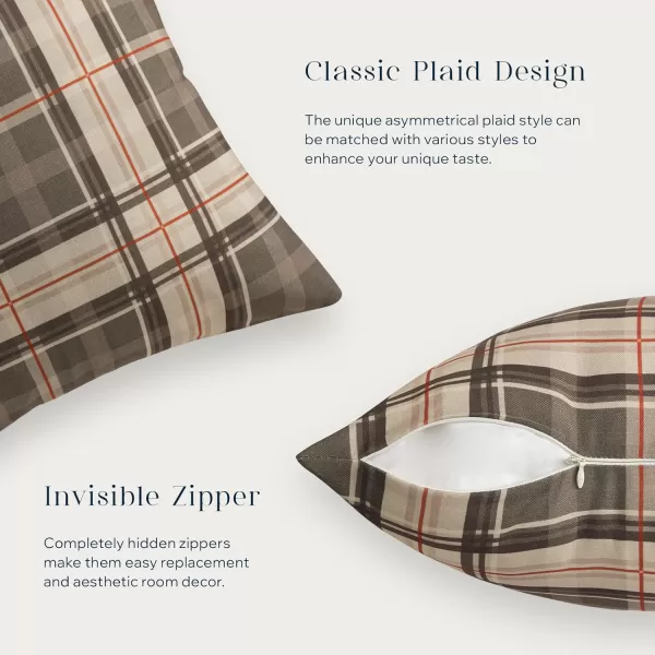 Phantoscope Buffalo Plaid Throw Pillow Covers Farmhouse Check Pillows Fall Decorative Pillow Cover Indoor Outdoor Throw Pillows Twill Square Pillow Cases for Home Decor Beige12 x 20InchesDark Coffee