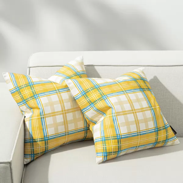 Phantoscope Buffalo Plaid Throw Pillow Covers Farmhouse Check Pillows Fall Decorative Pillow Cover Indoor Outdoor Throw Pillows Twill Square Pillow Cases for Home Decor Beige12 x 20InchesYellow