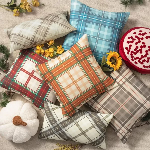 Phantoscope Buffalo Plaid Throw Pillow Covers Farmhouse Check Pillows Fall Decorative Pillow Cover Indoor Outdoor Throw Pillows Twill Square Pillow Cases for Home Decor Beige12 x 20InchesRed
