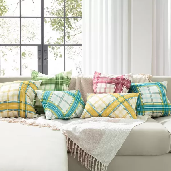 Phantoscope Buffalo Plaid Throw Pillow Covers Farmhouse Check Pillows Fall Decorative Pillow Cover Indoor Outdoor Throw Pillows Twill Square Pillow Cases for Home Decor Beige12 x 20InchesSage Green