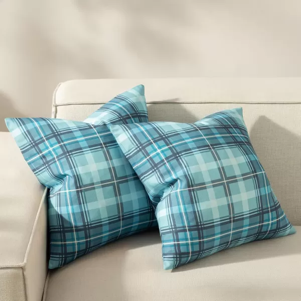 Phantoscope Buffalo Plaid Throw Pillow Covers Farmhouse Check Pillows Fall Decorative Pillow Cover Indoor Outdoor Throw Pillows Twill Square Pillow Cases for Home Decor Beige12 x 20InchesDark Blue