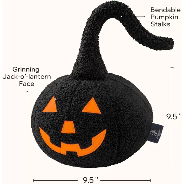 Phantoscope Happy Halloween Pumpkin Shaped Throw Pillow Teddy Fleece JackoLantern Pumpkin Pillow Ultra Soft Sherpa Fall Decorative Halloween Cushion Pillow Off White 95 x 95 inchesBlack