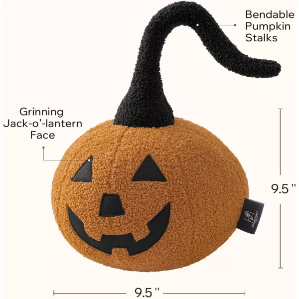 Phantoscope Happy Halloween Pumpkin Shaped Throw Pillow Teddy Fleece JackoLantern Pumpkin Pillow Ultra Soft Sherpa Fall Decorative Halloween Cushion Pillow Off White 95 x 95 inchesOrange
