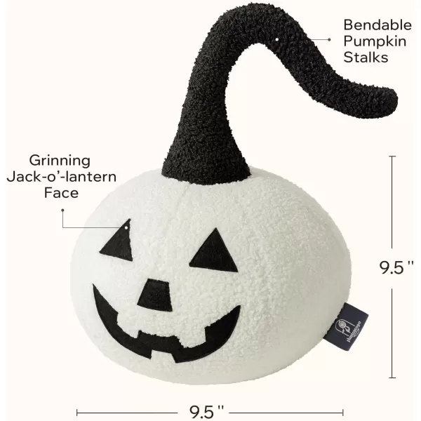 Phantoscope Happy Halloween Pumpkin Shaped Throw Pillow Teddy Fleece JackoLantern Pumpkin Pillow Ultra Soft Sherpa Fall Decorative Halloween Cushion Pillow Off White 95 x 95 inchesOff  White