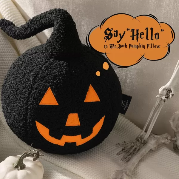 Phantoscope Happy Halloween Pumpkin Shaped Throw Pillow Teddy Fleece JackoLantern Pumpkin Pillow Ultra Soft Sherpa Fall Decorative Halloween Cushion Pillow Off White 95 x 95 inchesBlack