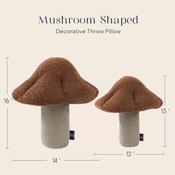 Phantoscope Mushroom Shaped Throw Pillow Teddy Fleece Soft Mushroom Decorative pillows Cute 3D shaped Cushion for Couch Sofa Bed Chair Dark Coffee16 x 14 inchesDark Coffee