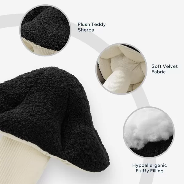 Phantoscope Mushroom Shaped Throw Pillow Teddy Fleece Soft Mushroom Decorative pillows Cute 3D shaped Cushion for Couch Sofa Bed Chair Dark Coffee16 x 14 inchesBlack