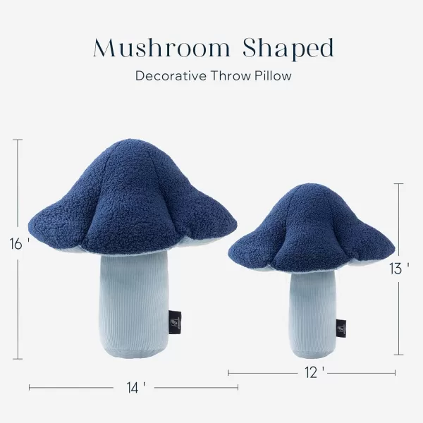 Phantoscope Mushroom Shaped Throw Pillow Teddy Fleece Soft Mushroom Decorative pillows Cute 3D shaped Cushion for Couch Sofa Bed Chair Dark Coffee16 x 14 inchesBlue