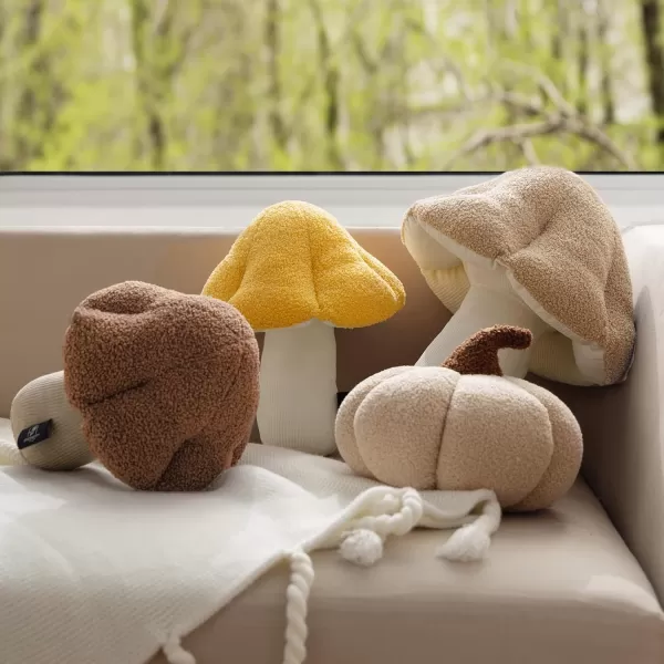 Phantoscope Mushroom Shaped Throw Pillow Teddy Fleece Soft Mushroom Decorative pillows Cute 3D shaped Cushion for Couch Sofa Bed Chair Dark Coffee16 x 14 inchesDark Coffee