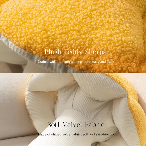 Phantoscope Mushroom Shaped Throw Pillow Teddy Fleece Soft Mushroom Decorative pillows Cute 3D shaped Cushion for Couch Sofa Bed Chair Dark Coffee16 x 14 inchesYellow