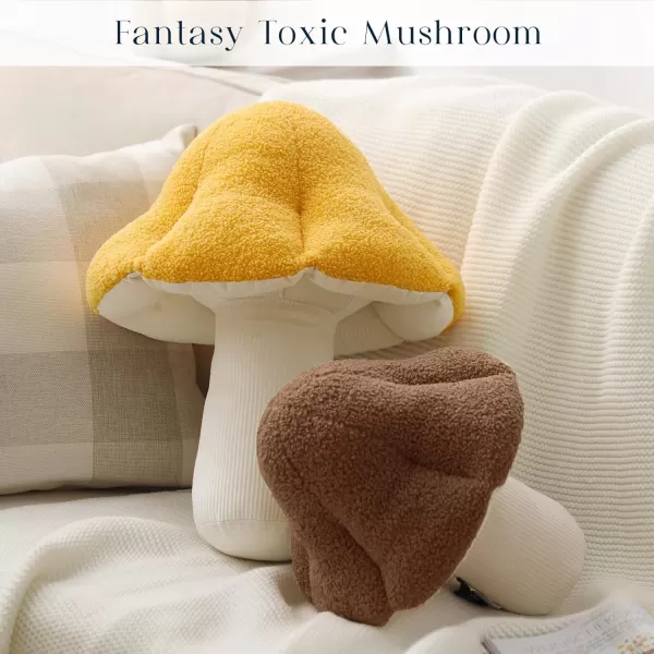 Phantoscope Mushroom Shaped Throw Pillow Teddy Fleece Soft Mushroom Decorative pillows Cute 3D shaped Cushion for Couch Sofa Bed Chair Dark Coffee16 x 14 inchesDark Coffee