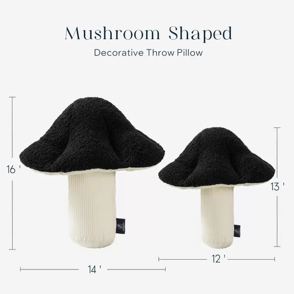 Phantoscope Mushroom Shaped Throw Pillow Teddy Fleece Soft Mushroom Decorative pillows Cute 3D shaped Cushion for Couch Sofa Bed Chair Dark Coffee16 x 14 inchesBlack