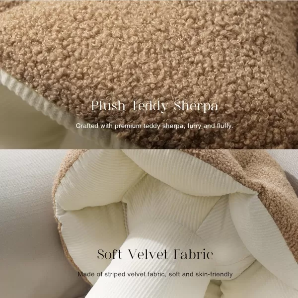 Phantoscope Mushroom Shaped Throw Pillow Teddy Fleece Soft Mushroom Decorative pillows Cute 3D shaped Cushion for Couch Sofa Bed Chair Dark Coffee16 x 14 inchesBeige