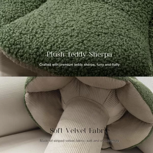 Phantoscope Mushroom Shaped Throw Pillow Teddy Fleece Soft Mushroom Decorative pillows Cute 3D shaped Cushion for Couch Sofa Bed Chair Dark Coffee16 x 14 inchesLight Green