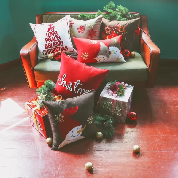 Phantoscope New Merry Christmas Letter Embroidery Series Throw Pillow Cushion Cover