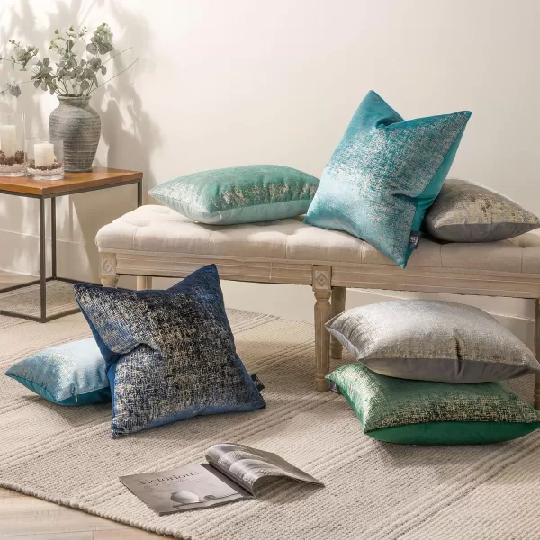 Phantoscope Pack of 2 Sparkling Velvet Decorative Solid Throw Decorative Pillow Cover Soft Gold Glitter Square Cushion Cover Pillowcase for Couch Bed and Chair Gold 18 x 18 inches 45 x 45 cmGrey and Gold