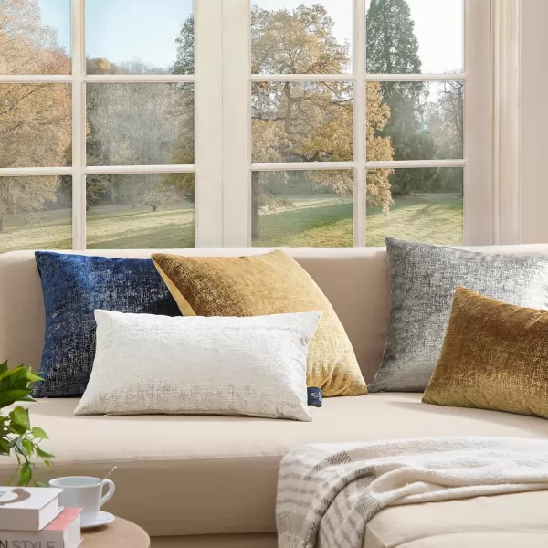 Phantoscope Pack of 2 Sparkling Velvet Decorative Solid Throw Decorative Pillow Cover Soft Gold Glitter Square Cushion Cover Pillowcase for Couch Bed and Chair Gold 18 x 18 inches 45 x 45 cmWhite and Silver