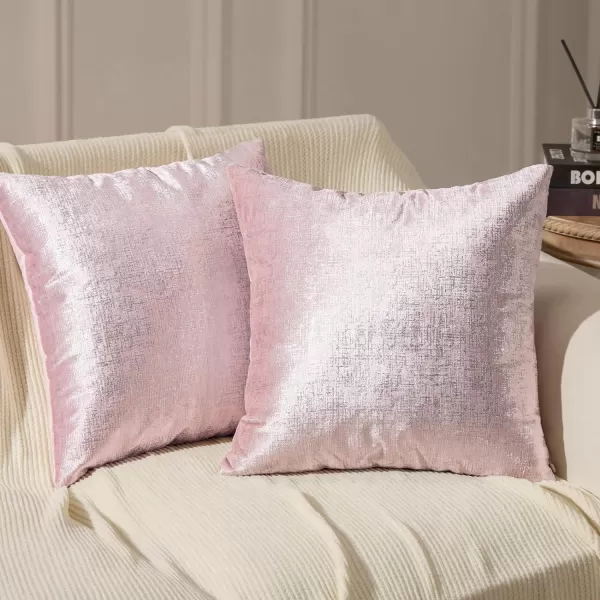 Phantoscope Pack of 2 Sparkling Velvet Decorative Solid Throw Decorative Pillow Cover Soft Gold Glitter Square Cushion Cover Pillowcase for Couch Bed and Chair Gold 18 x 18 inches 45 x 45 cmPink and Silver