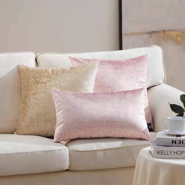 Phantoscope Pack of 2 Sparkling Velvet Decorative Solid Throw Decorative Pillow Cover Soft Gold Glitter Square Cushion Cover Pillowcase for Couch Bed and Chair Gold 18 x 18 inches 45 x 45 cmPink and Silver