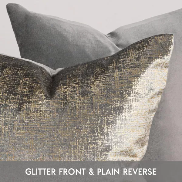 Phantoscope Pack of 2 Sparkling Velvet Decorative Solid Throw Decorative Pillow Cover Soft Gold Glitter Square Cushion Cover Pillowcase for Couch Bed and Chair Gold 18 x 18 inches 45 x 45 cmGrey and Gold