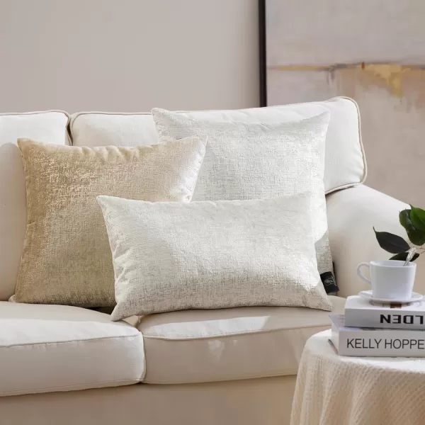 Phantoscope Pack of 2 Sparkling Velvet Decorative Solid Throw Decorative Pillow Cover Soft Gold Glitter Square Cushion Cover Pillowcase for Couch Bed and Chair Gold 18 x 18 inches 45 x 45 cmWhite and Silver