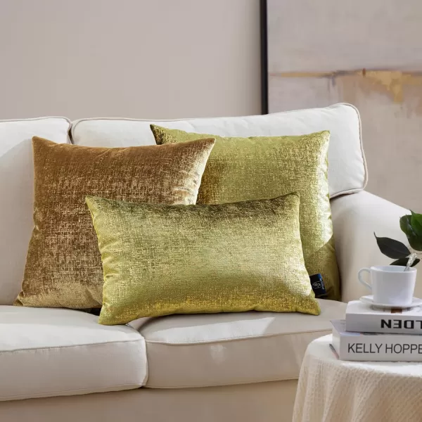 Phantoscope Pack of 2 Sparkling Velvet Decorative Solid Throw Decorative Pillow Cover Soft Gold Glitter Square Cushion Cover Pillowcase for Couch Bed and Chair Gold 18 x 18 inches 45 x 45 cmGreen and Gold