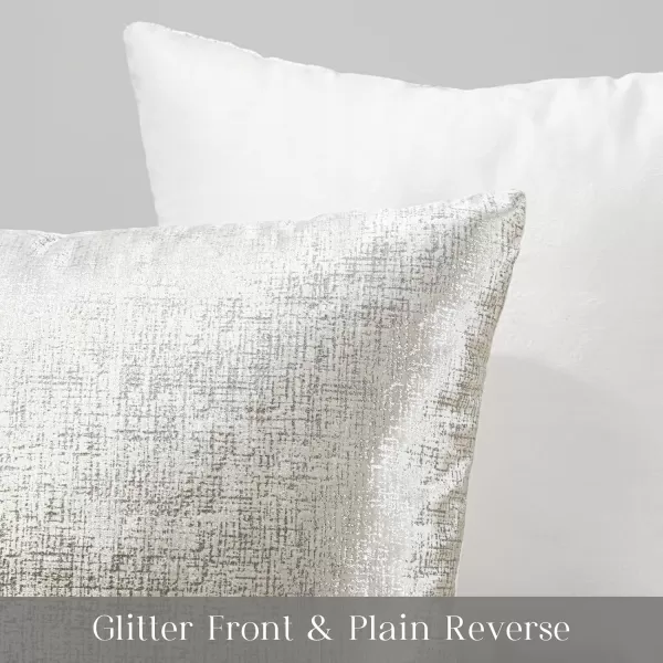 Phantoscope Pack of 2 Sparkling Velvet Decorative Solid Throw Decorative Pillow Cover Soft Gold Glitter Square Cushion Cover Pillowcase for Couch Bed and Chair Gold 18 x 18 inches 45 x 45 cmWhite and Silver