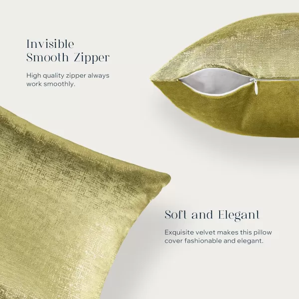 Phantoscope Pack of 2 Sparkling Velvet Decorative Solid Throw Decorative Pillow Cover Soft Gold Glitter Square Cushion Cover Pillowcase for Couch Bed and Chair Gold 18 x 18 inches 45 x 45 cmGreen and Gold