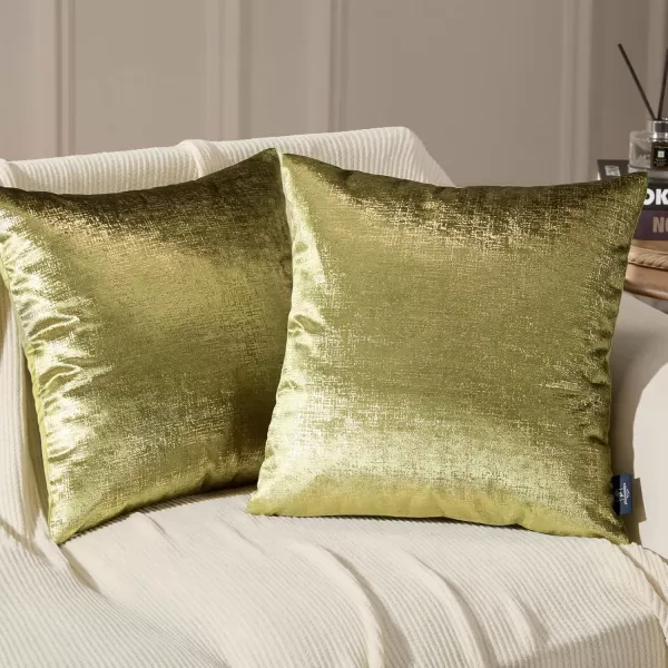 Phantoscope Pack of 2 Sparkling Velvet Decorative Solid Throw Decorative Pillow Cover Soft Gold Glitter Square Cushion Cover Pillowcase for Couch Bed and Chair Gold 18 x 18 inches 45 x 45 cmGreen and Gold