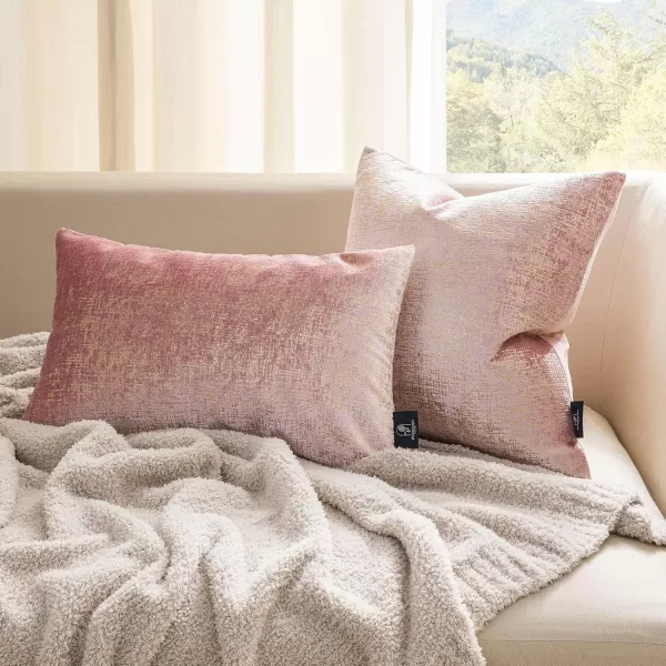 Phantoscope Pack of 2 Sparkling Velvet Decorative Solid Throw Decorative Pillow Cover Soft Gold Glitter Square Cushion Cover Pillowcase for Couch Bed and Chair Gold 18 x 18 inches 45 x 45 cmLight Pink and Gold