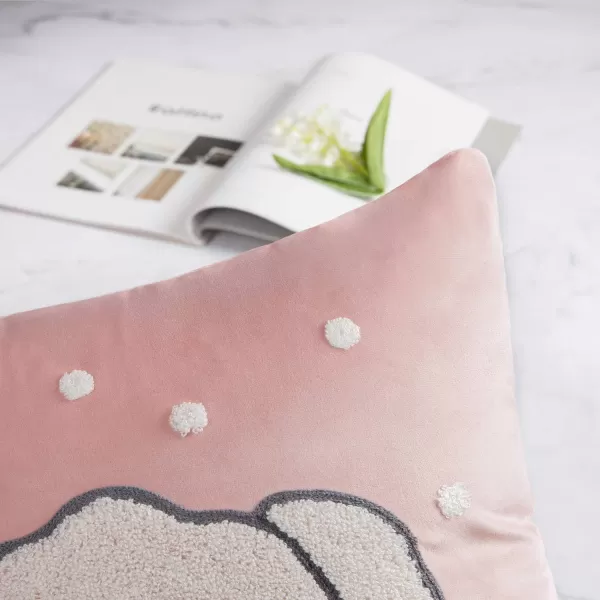 Phantoscope Pack of 4 Merry Christmas Decorative Soft Velvet Throw Pillow Cover with Snowflake Elk and Tree Cushion Covers for Xmas Couch Sofa Green 18 x 18 ampamp 12 x 20 inchesPink and White