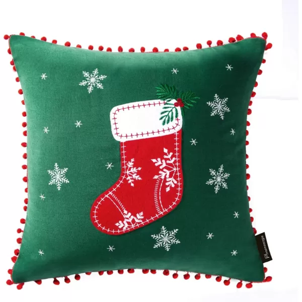 Phantoscope Pack of 4 Merry Christmas Decorative Soft Velvet Throw Pillow Cover with Snowflake Elk and Tree Cushion Covers for Xmas Couch Sofa Green 18 x 18 ampamp 12 x 20 inchesMerry Christmas C