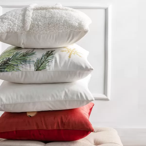 Phantoscope Pack of 4 Merry Christmas Decorative Soft Velvet Throw Pillow Cover with Snowflake Elk and Tree Cushion Covers for Xmas Couch Sofa Green 18 x 18 ampamp 12 x 20 inchesSherpared White