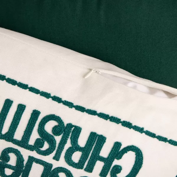 Phantoscope Pack of 4 Merry Christmas Decorative Soft Velvet Throw Pillow Cover with Snowflake Elk and Tree Cushion Covers for Xmas Couch Sofa Green 18 x 18 ampamp 12 x 20 inchesGreen and White