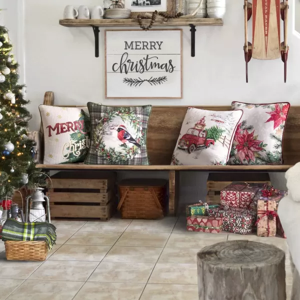 Phantoscope Pack of 4 Merry Christmas Decorative Soft Velvet Throw Pillow Cover with Snowflake Elk and Tree Cushion Covers for Xmas Couch Sofa Green 18 x 18 ampamp 12 x 20 inchesGreen Tree