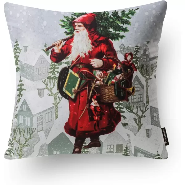 Phantoscope Pack of 4 Merry Christmas Decorative Soft Velvet Throw Pillow Cover with Snowflake Elk and Tree Cushion Covers for Xmas Couch Sofa Green 18 x 18 ampamp 12 x 20 inchesAcar Red and Green