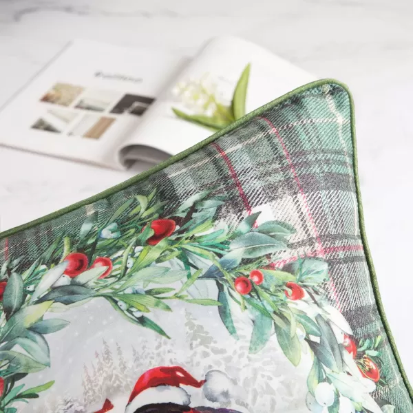 Phantoscope Pack of 4 Merry Christmas Decorative Soft Velvet Throw Pillow Cover with Snowflake Elk and Tree Cushion Covers for Xmas Couch Sofa Green 18 x 18 ampamp 12 x 20 inchesGreen Tree
