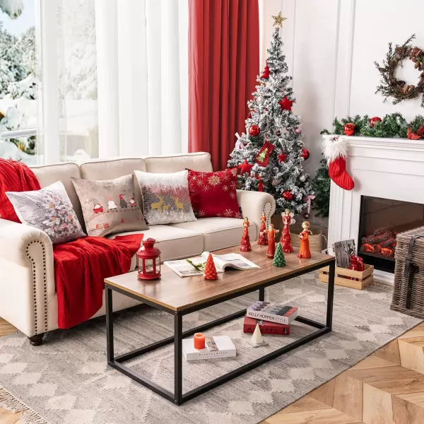 Phantoscope Pack of 4 Merry Christmas Decorative Velvet Embroidery Throw Pillow Cover with Snowflake Trees Elves Elk Cushion Covers for Xmas Couch Sofa Blue and Grey 18 x 18 inches 45 x 45cmRed