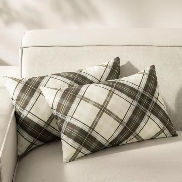 Phantoscope Buffalo Plaid Throw Pillow Covers Farmhouse Check Pillows Fall Decorative Pillow Cover Indoor Outdoor Throw Pillows Twill Square Pillow Cases for Home Decor Beige12 x 20InchesBlack