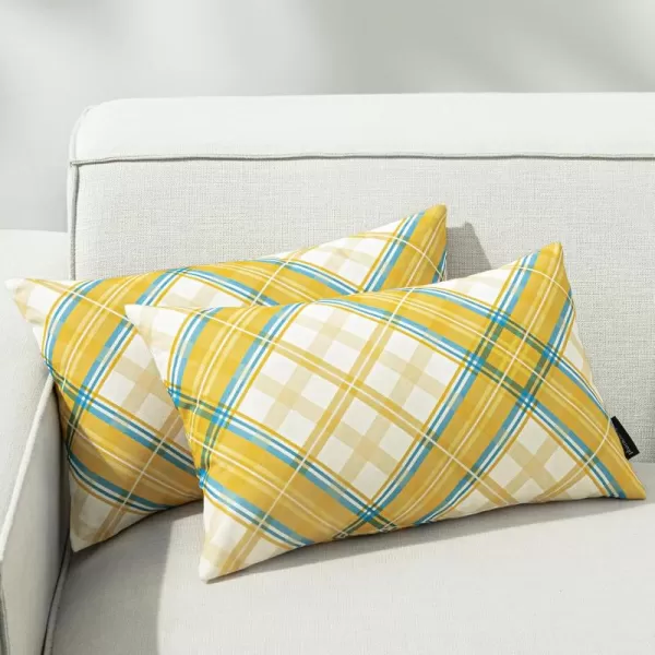 Phantoscope Buffalo Plaid Throw Pillow Covers Farmhouse Check Pillows Fall Decorative Pillow Cover Indoor Outdoor Throw Pillows Twill Square Pillow Cases for Home Decor Beige12 x 20InchesYellow