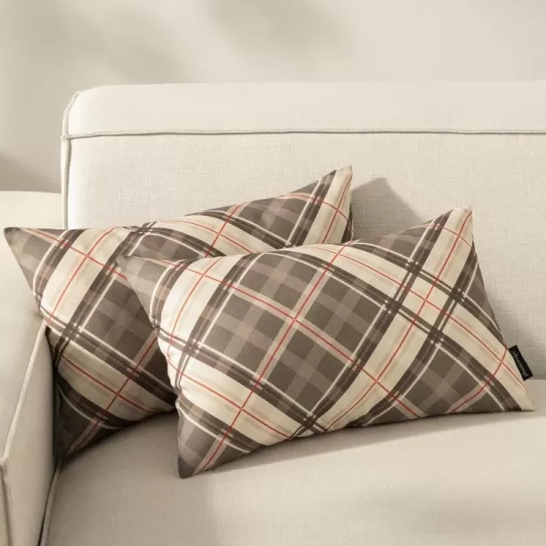 Phantoscope Buffalo Plaid Throw Pillow Covers Farmhouse Check Pillows Fall Decorative Pillow Cover Indoor Outdoor Throw Pillows Twill Square Pillow Cases for Home Decor Beige12 x 20InchesDark Coffee